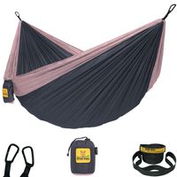 Wise Owl Outfitters Hammock for Camping Single & Double Hammocks Gear for The Outdoors Backpacking Survival or Travel - Portable Lightweight Parachute Nylon DO Charcoal Rose