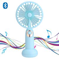 Mini Handheld Fan - USB Rechargeable Personal Portable Electric Fan Adjustable 3 Speeds with Music Function for Home Office Outdoor Traveling Camping Hiking (Blue)