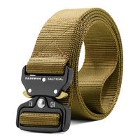 Fairwin Tactical Belt, Military Style Webbing Riggers Web Belt with Heavy-Duty Quick-Release Metal Buckle (Tan, L 42"-46")