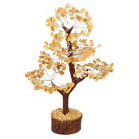 Crocon Yellow Aventurine Gemstone Money Tree Feng Shui Bonsai for Reiki Healing Chakra Stone Balancing Energy Generator Spiritual Meditation Home Interior Office Decor Size 10-12 Inch