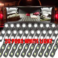 Ampper LED Truck Bed Light Kit, 60 LEDs Cargo Lighting Strips W/Switch Fuse Splitter Cable for Truck Bed, Foot Wells, Under Car, Rail Light and More (2 Strips, 20 Pcs, White)