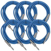 Seismic Audio SASTSX-10Blue-6PK 10-Feet TS 1/4-Inch Guitar, Instrument, or Patch Cable, Blue