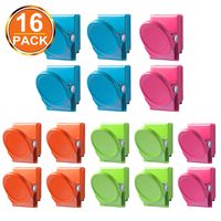 16 Pack Magnetic Clips, Wellerly Magnetic Metal Paper Clips Holder Refrigerator Whiteboard Wall Fridge Locker Magnetic Memo Note Clips Magnets Metal Clip - Set of 16 in 4 Clolors
