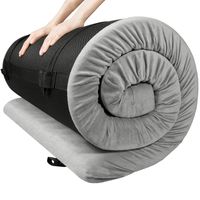 KOMEX Camping Memory Foam Certipur-US Portable Sleeping Pad Roll-Up Guest Bed/Floor Mat Mattress Topper with Removable Waterproof Cover for Travelling