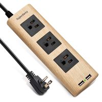 Surge Protector Power Strip 9.8ft Extension Cord 10A 3 AC 2 USB Charging Station Fire-Retardant Capability with iPhone iPad Computer Home Office Vintage Light Wood Grain SUPERDANNY