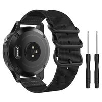 MoKo Band Compatible with Garmin Fenix 5, Fine Woven Nylon Adjustable Replacement Strap with Metal Buckle for Garmin Fenix 5/5 Plus/Instinct/Forerunner 935/Approach S60 Smart Watch - Black