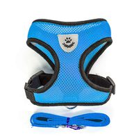 Soft Mesh Dog Harness Vest, Large Dog Harness, Night Reflective Adjustable Mesh Harness with Padded Vest and Leash（Blue）