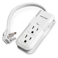 FosPower 3-Outlet 125V Power Strip with 10inch Wraparound Extension Cord & 90 Degree Plug Adapter Wall Tap for Home, Office & Travel (White)