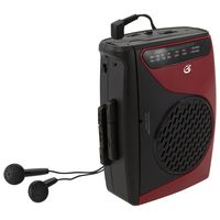 GPX Portable Cassette Player, 3.54 x 1.57 x 4.72 Inches, Requires 2 AA Batteries - Not Included, Red/Black (CAS337B)