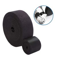 Reusable Fastening Tape Cable Ties Roll 2 Inch Double Side Hook Roll Hook and Loop Cord Management Wire Organizer Straps Black 5 Yard