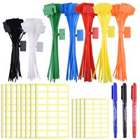 SIQUK 160 Pieces Zip Tie Tags Colorful Zip Tie Labels in 4/6 Inches Self Locking Cable Tie Marker with 288 Pcs White Labels and 3 Pcs Marker
