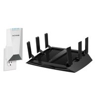 NETGEAR Nighthawk X4S Wall-Plug Tri-Band WiFi Range Extender (EX7500) with NETGEAR Nighthawk X6S AC4000 Tri-band Gigabit WiFi Router (R8000P)