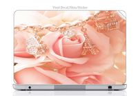 Laptop VINYL DECAL Sticker Skin Print Beautiful Pink Rose With Gold Chain Design Print Image fits 15.6" Laptop (15-d038dx)
