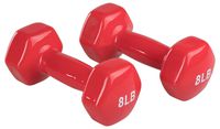AmazonBasics Vinyl 8 Pound Dumbbells - Set of 2, Red