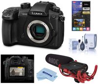 Panasonic LUMIX GH5 4K Mirrorless Digital Camera, 20.3 Megapixel, DC-GH5 (Black), Bundle with Panasonic V-Log L Function Firmware Upgrade Kit, Rode VideoMic, LCD Protector, Cleaning Kit + Cloth