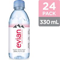 evian Natural Spring Water, One Case of 24 Individual 330 ml, Mini-Bottles of Naturally Filtered Spring Water,11.2 Fl Oz (Pack of 24)