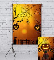 Allenjoy 5x7ft Thin Vinyl Halloween Photography Backdrop Night Party Pumpkin Lantern Black Cat Spider Web Bat Children Kids Celebration Background Photo Studio