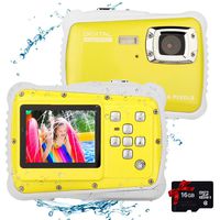 ﻿Kids Waterproof Camera, Underwater Digital Camera 12MP HD Camcorder for Kids Boys Girls Age 4-10 with 2.0 Inch LCD Display 8X Digital Zoom and 16G Memory Card (Yellow)