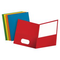 Oxford Two-Pocket Folders, Textured Paper, Letter Size, Assorted Colors: Red, Light Blue, Orange, Yellow, Green, Box of 50, Holds 100 Sheets (67613)