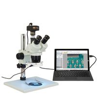 Trinocular 20X-40X-80X 14MP USB Stereo Microscope on Wide Table Stand with 144-LED Ring Light