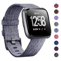 KIMILAR Compatible Fitbit Versa Bands, Women Men Large Small Woven Fabric Breathable Accessories Strap Compatible Fitbit Versa Smart Watch (Silvery Grey, Small(5.5"-7.5"))