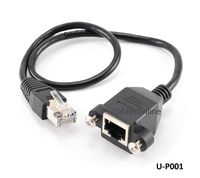 1ft Cat5e RJ45 M/F Shielded Ethernet Network Screw Panel Mount Extension Cable