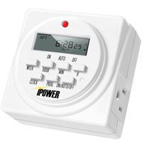 iPower GLTIMEDWEEK-A 7 Day Heavy Duty Digital Programmable Electric Timer, Indoor Dual Outlet Switch for Lights, Appliance, Pool Pump, 125VAC, 15A, 60 Hz, 1725W, ETL Liste, 1 Pack, White