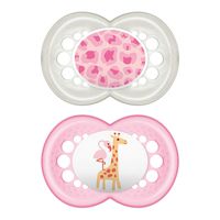 MAM Animal Pacifier (2 pack, 1 Sterilizing Pacifier Case), Pacifiers 16 Plus Months, Baby Girl Pacifier, Best Pacifiers for Breastfed Babies