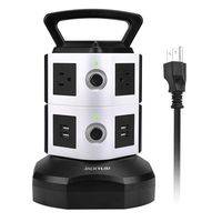 Power Strip Tower JACKYLED Surge Protector Electric Charging Station 3000W 13A 6 AC Outlets 4 USB Ports with 16AWG 6.5ft Heavy Duty Extension Cord Universal for Home Office