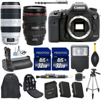 Canon EOS 7D Mark II 20.2MP CMOS Digital SLR Camera & EF 24-105mm f/4 L is USM + EF 100-400mm f/4.5-5.6L is II USM + 2pc 32GB High Speed Memory Cards + Battery Grip + Accessory Bundle (13 Items)