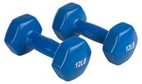 AmazonBasics Vinyl 12 Pound Dumbbells - Set of 2, Blue