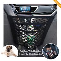 FALCALE Upgraded 3-Layer Pet Barrier Dog Car Net Barrier with Auto Safety Mesh Organizer Baby Stretchable Storage Bag Universal for Cars, SUVs -Easy Install,Safer to Drive with Children and Pets