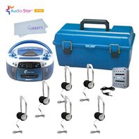 Hamilton Buhl AudioStar Optima - 6 Station Listening Center with USB, CD, Cassette and Radio Boombox with Liberty Cloth