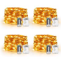 YIHONG 4 Set Fairy Lights Battery Operated - 16.4ft Led Christmas String Lights 8 Modes 50 LED Starry Lights - Copper Wire Firefly Lights for Wedding Birthday Party Christmas Decoration- Warm White