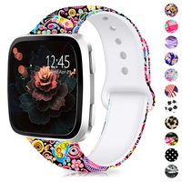 GeekSpark Bands Compatible with Fitbit Versa/Versa 2/Versa Lite SE,Soft Silicone Fadeless Pattern Printed Wristband Versa Smart Fitness Watch, Women Men