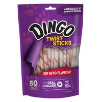 Dingo Twist Sticks 50 Count, Rawhide for Dogs, Made with Real Chicken