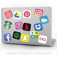 24 App Stickers, Social Media Stickers for Laptop and Anywhere, Vinyl Decals, UV Protected & Waterproof