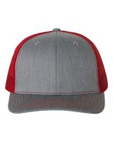Richardson 112 Heather Grey/Red Mesh Back Trucker Cap Snapback Hat