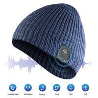 AMYYMA Wireless Beanie Music Hat, Winter Outdoor Sport Knit Cap with HD Stereo Headset Earphone Speaker Siri Voice Mic for Man Women (Blue)