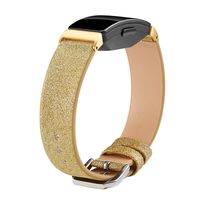 MEFEO Compatiable for Fitbit Inspire HR & Inspire Bands, Shiny Leather Band Replacement Accessories Strap Wristband for Fitbit Inspire/Inspire HR Fitness Tracker (Gold)