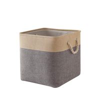 TheWarmHome Decorative Basket Rectangular Fabric Storage Bin Organizer Basket with Handles for Clothes Storage (Grey Patchwork, 13L×13W×13H)