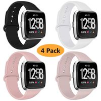 Coperr 4 Packs Bands Compatible with Fitbit Versa/Fitbit Versa 2 / Fitbit Versa Lite for Women and Men, Soft Silicone Sport Strap Replacement Wristband with Ventilation Holes for Fitbit Versa