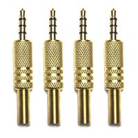 CESS 3.5mm 4-Pole (4 Pin) Stereo TRRS Plug Jack Socket Adapter Cables Connectors (LW) (4 Pack)