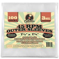 100 Clear Plastic 45 RPM 7" inch Outer Sleeves for Vinyl Records Covers - 3 Mil Thick - 7 1/2 X 7 5/8" - Preserve & Protect Single & Double Gatefold Picture Sleeves Cover Artwork.