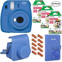 Fujifilm Instax Mini 9 (Cobalt Blue), 3X Instax Film (60 Sheets), Groovy Case, Album and Hanging Pegs