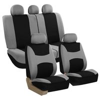 FH Group FB030GRAYBLACK115 full seat cover (Side Airbag Compatible with Split Bench Gray/Black)