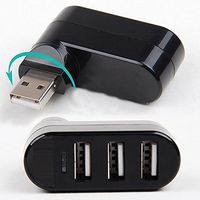 XBOSS H2 3-Port USB 2.0 Rotatable Hub for Tv Game Pc Laptop Notebook Ps2 3 4 [90°/180° Degree Rotatable]