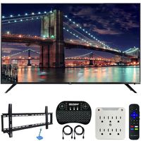 TCL 75R617 75-inch 6-Series 4K UHD Dolby Vision HDR Roku Smart TV (2019) Bundle with 37-70-inch Low Profile Wall Mount Kit, Deco Gear Wireless Keyboard and 6-Outlet Surge Adapter with Night Light