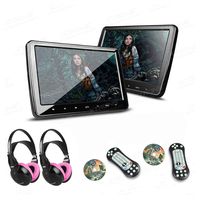 XTRONS 2×10.1 Inch HD Digital Screen Car Headrest DVD Player Ultra-Thin Detachable Touch Button with HDMI Port 2 Children IR Wireless Headphones