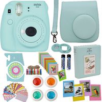 Fujifilm Instax Mini 9 Instant Camera Ice Blue + Blue Camera Case + Frames + Photo Album + 4 Color Filters and More Top Accessories Kit